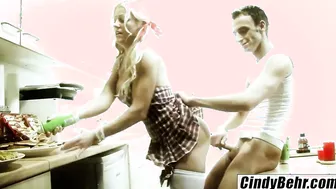 Cindy Behr food bdsm fucking Pascal White into kitchen