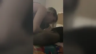 My Friends White chick Getting Creampied  made to keep Giving Oral Sex like the Great Whore that she Is