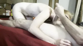 Bedtime Head and Ball Blowing on with Cum Shot