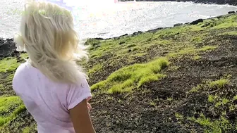 Walk  Talk with Angel Fowler near Ocean Boobs Display inside Outdoors Public