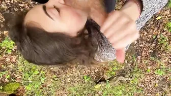 OUTDOORS FUCKING: Lusty Skank Blows and Fucks into the Woods