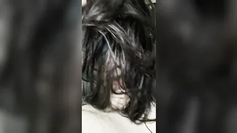 Non-Binary (She/They) with Colored Hair Blows Penis and Nuts with Prostate Play. point of view. Synthia Dangus