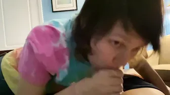 Sucking Off Penis while the Family is over