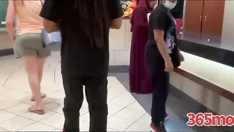 Stunning Steak Chef Serves Pregnant cougar the Meats on Lunch Break public Mall on Camera near Police