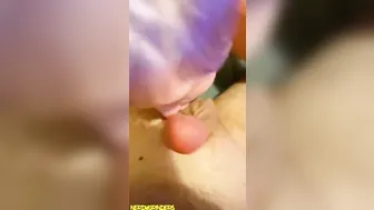 Smearing my Lipstick to Gives Hubby’s Penis some Tease