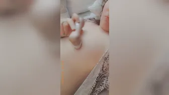 Making my Nipple Rough with my Clitoris Dildo