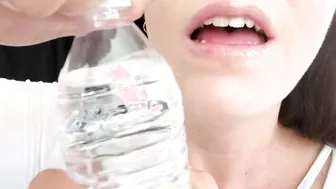 ASMR Sensually Drinking Water by Stunning mom Mouth Close up Bondage Jemma Luv