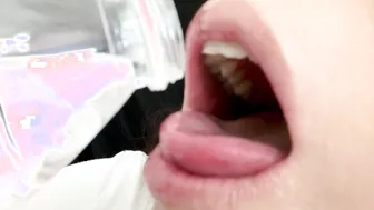 ASMR Sensually Drinking Water by Stunning mom Mouth Close up Bondage Jemma Luv