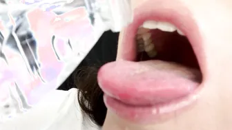 ASMR Sensually Drinking Water by Stunning mom Mouth Close up Bondage Jemma Luv