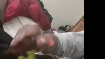 African Groaning while Giving me a Hand Job