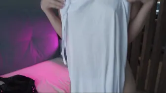 Adorable Lana chooses an outfit for a seen with her girlfriend and