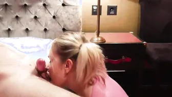 Adorable chick with Pigtails give Fellatio