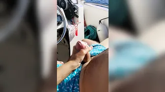 Amazingly Hot Outside Hand Job inside a Boat he cant keep his Sperm when i Play with his Dick...big Load