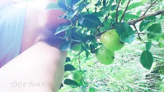 Erotic chick Pee over Pears inside the Garden - Angel Fowler