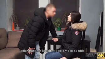 DEBT4k. Bro Pulls Rough Dick Out Of Leggings To Punish Dazzling Debtor