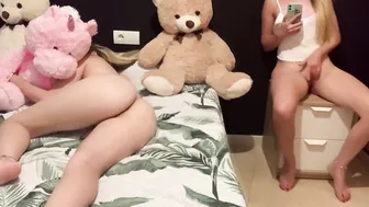 Barely Legal touches her snatch with her stepsister next to her