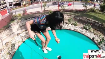 Gigantic boobed amateur Thai hoe Noom loves ball games