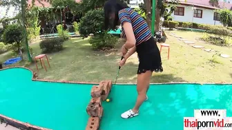 Gigantic boobed amateur Thai hoe Noom loves ball games
