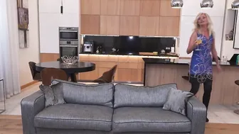 Vulgar bushy Cougar ties up husband and takes on 3