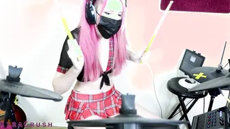 18 Year Old Student Plays Drums inside her Uniform (Green Day - the Grouch)