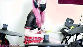 18 Year Old Student Plays Drums inside her Uniform (Green Day - the Grouch)