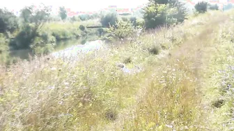 Nude mommy milf sunbathing into outdoors. Peeping on Wild Beach
