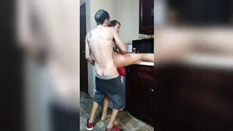 Amateur Older Milf Banged Surprised Young Bro Into Kitchen