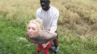 Outdoors Interracial ROUGH Boned and Cummed. bbc Pounding me Nice and Deep and Ejaculates into