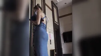 Candid a Ukrainian Goddess with a crazy sexy butt into blue