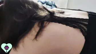 Little Camie uses my enormous load of cum as lube to play