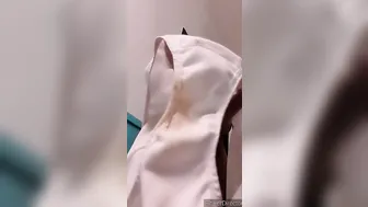Removing soiled  smelly underwear pee inside Outdoor WC