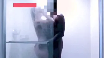 Cuckold slutwife showers inside WC fucking bbcs