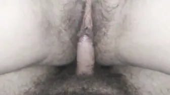 Close-up breeding cummed and huge cummed on bushy cunt