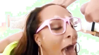 Compilation with gigantic cumshots on african face