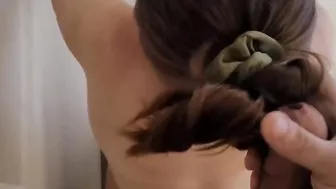 Cum inside teen’s hair for cumditioner