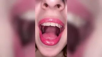 Open Mouth Gummy Swallowing. Lingerie