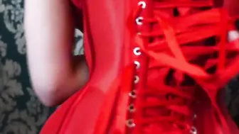 sexy Dark Haired into Red Corset