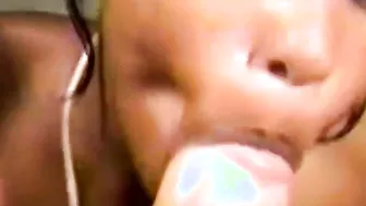 Black lady blows white penis