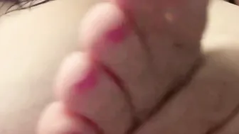 Can I Suck my own Feet? Crazy Hot Pink Pedicured Foot