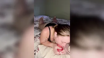 Sloppy Gagging and Throat Fucking Huge Pink Sex Toy with Lots of Snot Spit and Tears