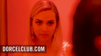 Clea Gaultier is having fun with two men into the WC of a