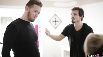 Gigantic round booty maid double penetrated by 2 burglars