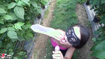 Hardcore Mouth Boned inside Garden and Strawberry Cum
