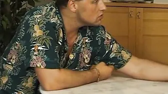 Bushy german Mom nailed on the Table