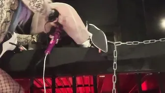Domina kicks plays and fucks the slave bimbos anal