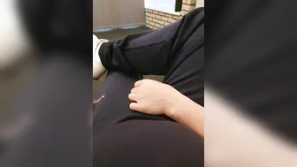 Step Milf Hand Slip under Step Son Leggings Making a Amazingly Hot Hand Job to Cum