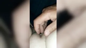 Close-up vagina finger fuck and having fun with her clitoris ring