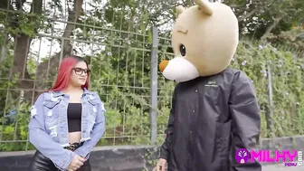 Rosario is lusty on the street and fucking Milky Bear