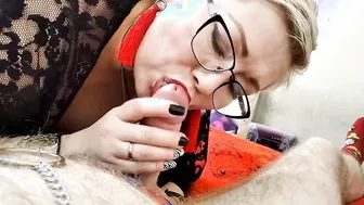 Tormenting my Older Bitch Wifey with Nipple Clamps my Slutty Cocksucker on Top of Bliss