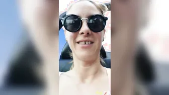 Exhibitionist Hot Love to Flash her Hooters inside the Vehicle around the City - Crazy Mylf